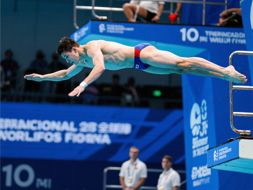 在国际跳水赛事中，每一场比赛都充满了紧张